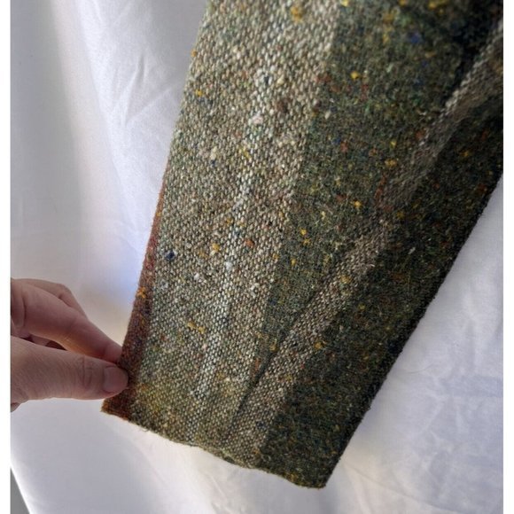 Vintage A Line‎ Midi Wool Blend Long Skirt Jacket Set Sweet Apple Olive Striped - Picture 10 of 13